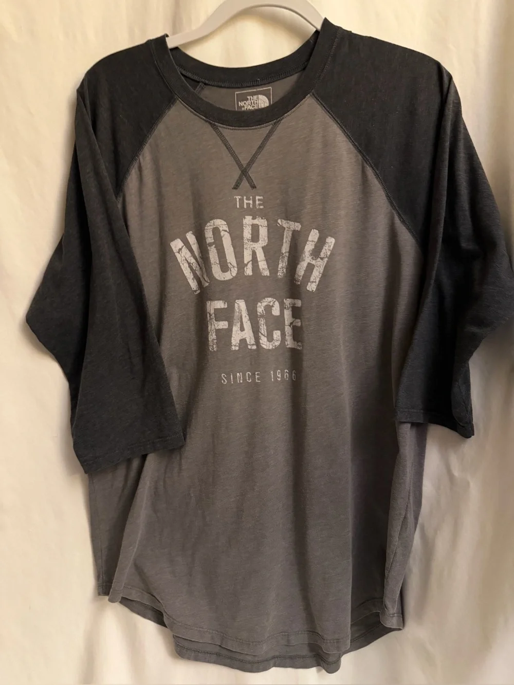 North Face shirt with two toned gray in men’s size Large